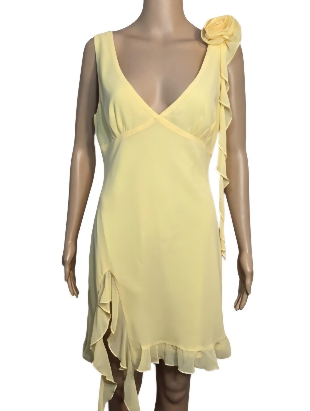 White Fox Dress Summer Mini Sheer Yellow Womens Size Large NWT